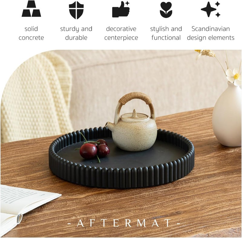 Aftermat Coffee Table Tray, Home Decor Round Tray, Concrete Black Coffee Table Decor Trays, Serving Decorative Trays for Dining Table - Image 2